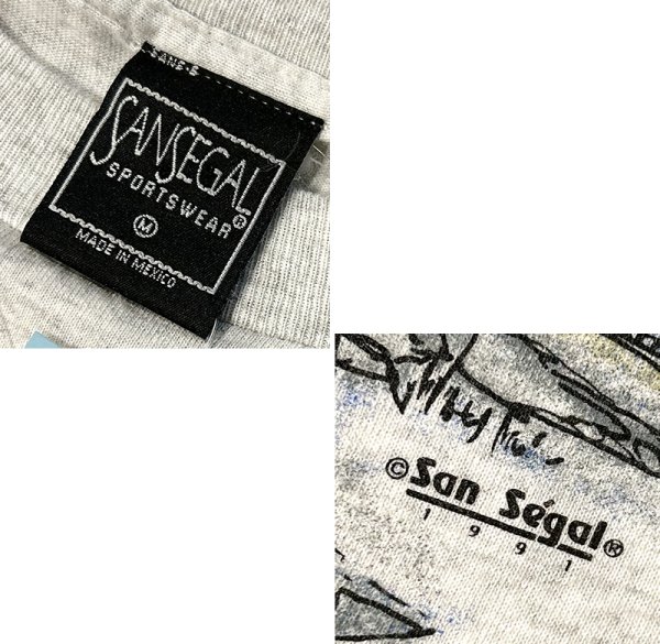 画像2: 90's〜 ビンテージ【SANSEGAL】【アラスカ】自然と動物プリント【グレー】【Tシャツ】【サイズM】  (2)