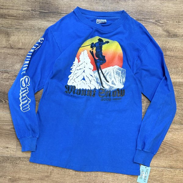 画像1: 【〜80'ｓ】USA製【ビンテージ】【Hanes】ヘインズ【Ｍount Snow】【スキー】青【ロンT】【サイズＭ】  (1)