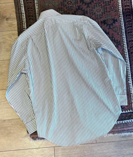 画像3: 新品未使用 90's~ ビンテージ【POLO RALPH LAUREN】ラルフローレン【REGENT】リージェント【白×緑ストライプ】【コットンシャツ】サイズ15 1/2 32/33  (3)