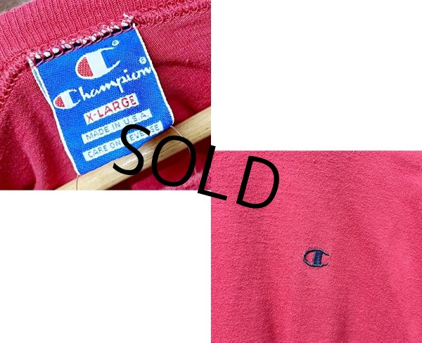 画像2: 【90's】【USA製】【ビンテージ】【チャンピオン】【Champion】胸ロゴ付き【赤】無地【Tシャツ】【サイズXL】  (2)