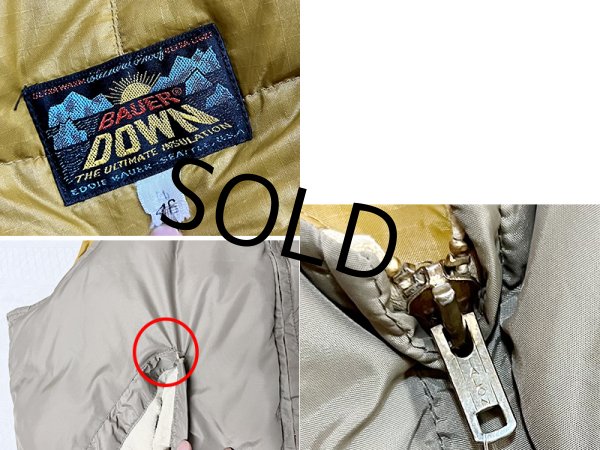 画像2: 70's~【ビンテージ】【Eddie Bauer】【エディーバウアー】バウアーダウン【ブラウンベージュ】ダウン【ダウンベスト】【サイズUS46】  (2)