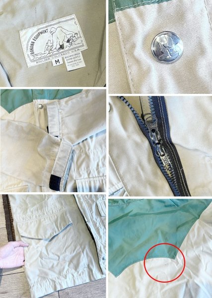 画像2: 80's∼【ビンテージ】【BANANA EQUIPMENT】バナナエキュイップメント【ベージュ×緑切り返し】【マウンテンパーカー】【フード付き】ジップアップジャケット【サイズM】  (2)