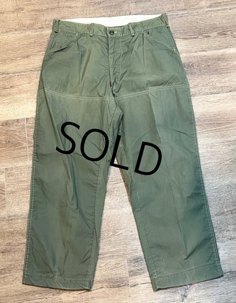 画像2: 50's【ビンテージ】【オリーブ】【ポプリン】【ハンティングパンツ】W36程度  (2)