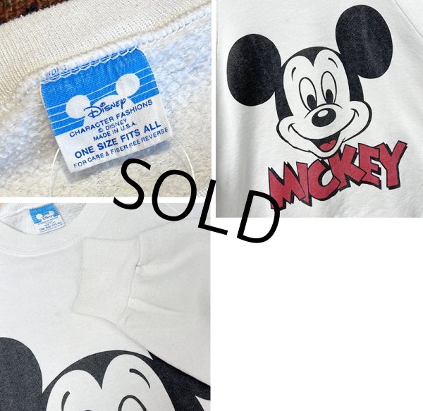 画像2: 80's【USA製】【ビンテージ】ウォルトディズニー【ミッキーマウス】白 クルーネック【スウェット】【ワンサイズ】  (2)