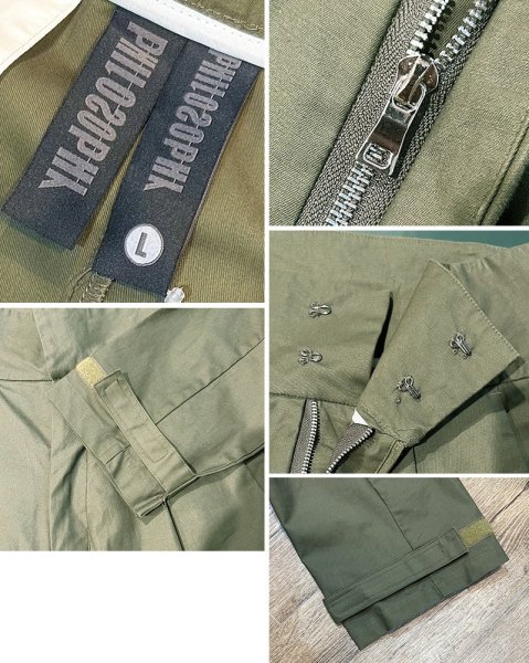 画像3: 【CHAUNK DRKLAC】【ツナギ風アーミーパンツ】ミリタリーパンツ【カーゴパンツ】オールインワン【サイズL】  (3)