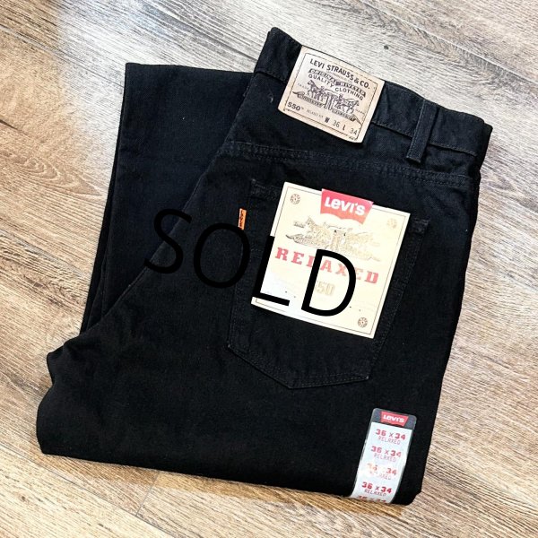 画像1: 90's【デッドストック】【LEVI'S】【リーバイス】５５０【リラックスフィット】後染め 黒 ブラックデニム【デニムパンツ】【36×34】  (1)