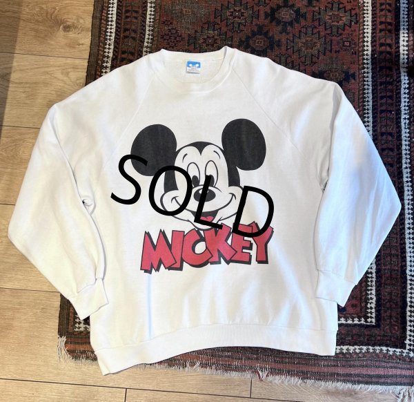 画像1: 80's【USA製】【ビンテージ】ウォルトディズニー【ミッキーマウス】白 クルーネック【スウェット】【ワンサイズ】  (1)