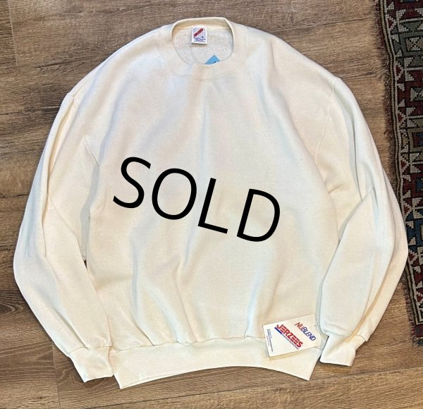 画像1: ~90's 【ビンテージ】デッドストック【USA製】ラッセル JERZEES ジャージーズホワイト【クリーム無地】スウェット【サイズL】  (1)