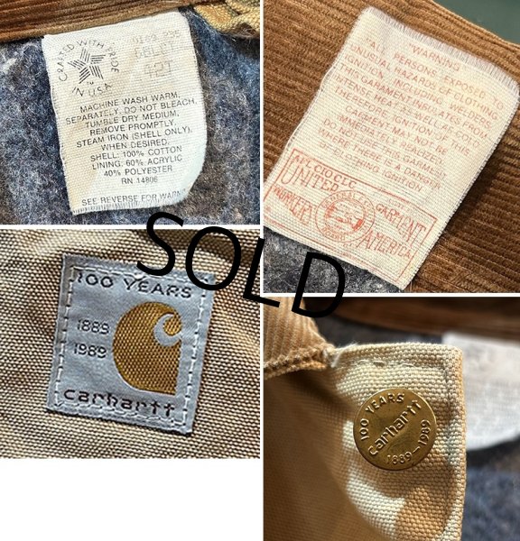 画像2: 80's USA製【ビンテージ】【Carhartt】【カーハート】100周年モデル【ブランケット裏地付き】【キャメル】【ミシガンチョアコート】【ダックジャケット】US42T  (2)