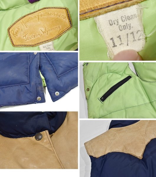 画像2: 70's ビンテージ  ロッキーマウンテン【ROCKY MOUNTAIN】【紺ナイロン×レザー切替】【ダウンベスト】レディース【11/12】  (2)