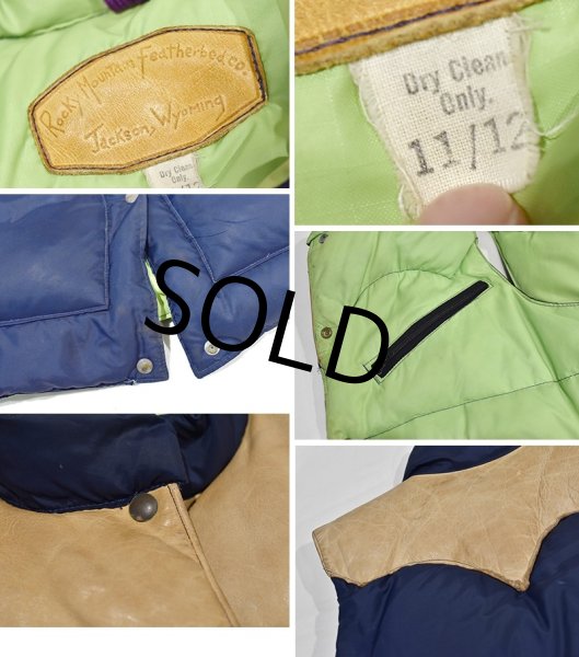 画像2: 70's ビンテージ  ロッキーマウンテン【ROCKY MOUNTAIN】【紺ナイロン×レザー切替】【ダウンベスト】レディース【11/12】  (2)