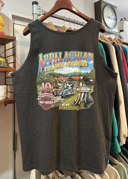 画像4: 90's~【USA製】【ビンテージ】【HARLEY DAVIDSON】【ハーレーダビッドソン】APPALACHIAN 【黒】【プリント】ノースリーブ【Tシャツ】タンクトップ【サイズＸＬ】  (4)