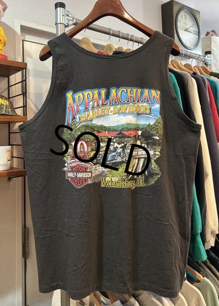 画像4: 90's~【USA製】【ビンテージ】【HARLEY DAVIDSON】【ハーレーダビッドソン】APPALACHIAN 【黒】【プリント】ノースリーブ【Tシャツ】タンクトップ【サイズＸＬ】  (4)