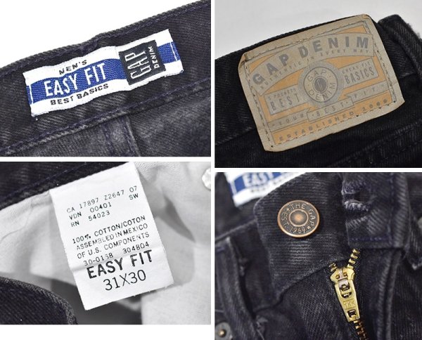 画像3: GAP【ビンテージ】【オールドギャップ】【EASY FIT】イージーフィット【黒】【ブラックデニム】【31×30】  (3)