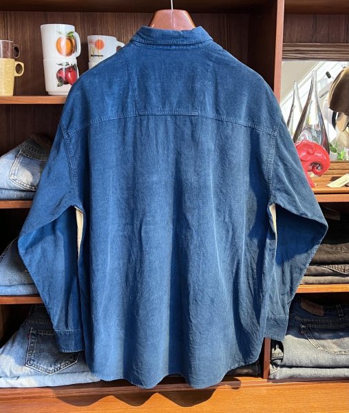 画像3: ビンテージ【ARIZONA】アリゾナ【青×ベージュ×エンジ】【コーデュロイ】切り返し【ロングスリーブシャツ】【ボタンダウンシャツ】【サイズL】  (3)