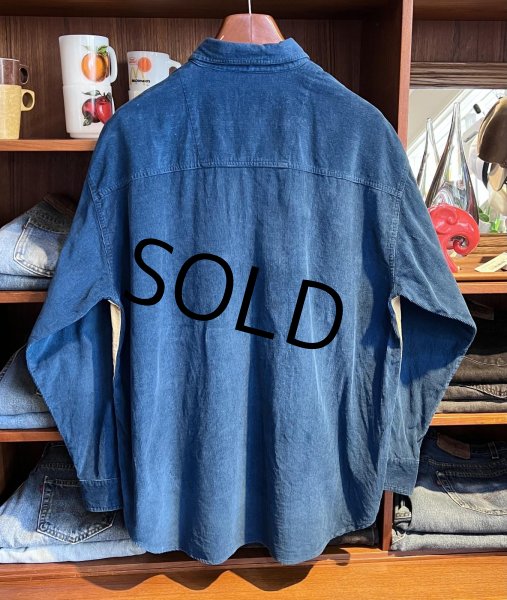 画像3: ビンテージ【ARIZONA】アリゾナ【青×ベージュ×エンジ】【コーデュロイ】切り返し【ロングスリーブシャツ】【ボタンダウンシャツ】【サイズL】  (3)