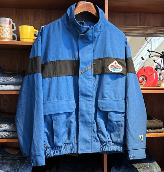 画像1: 90's【USA製】【ビンテージ】【workrite】ワークライト【青】【スタンドカラー】【ワークジャケット】【サイズL】  (1)
