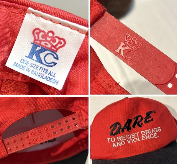 画像2: 【デッドストック】90’ｓ【ビンテージ】【D.A.R.E】【赤×黒】【コットンキャップ】【ＢＢキャップ】  (2)