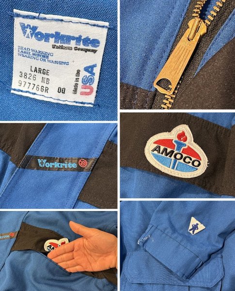 画像2: 90's【USA製】【ビンテージ】【workrite】ワークライト【青】【スタンドカラー】【ワークジャケット】【サイズL】  (2)