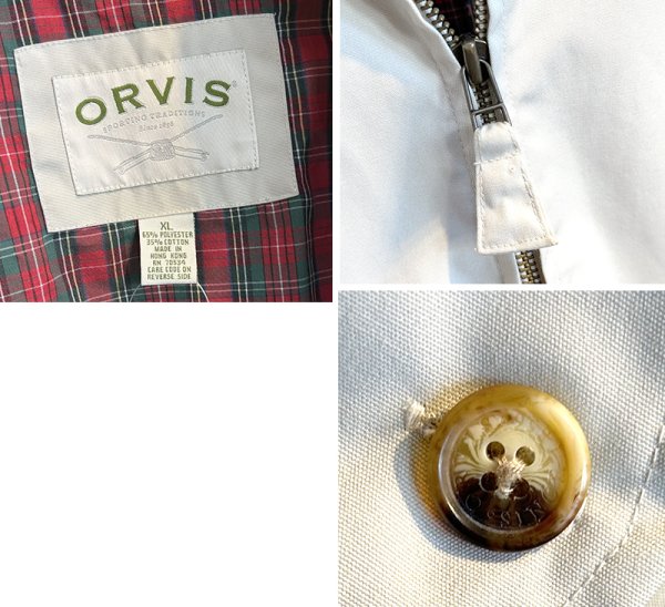 画像2: ほぼ未使用!! ORVIS【オービス】【オフホワイト】裏地赤チェック【ブルゾン】 ジップアップジャケット【サイズXL】  (2)