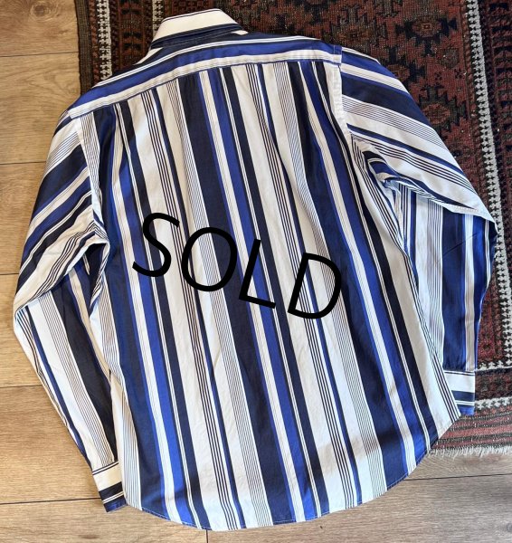 画像4: 90's~ ビンテージ【POLO RALPH LAUREN】ラルフローレン【REGENT】リージェント【クラシックフィット】【白×青×紺ストライプ】【コットンシャツ】サイズ15 1/2 M  (4)