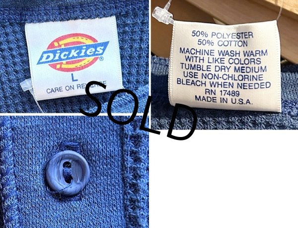 画像3: USA製 ビンテージ【ディッキーズ】【Dickies】【紺色】【無地】ヘンリーネック【サーマルロンT】【サイズL】  (3)