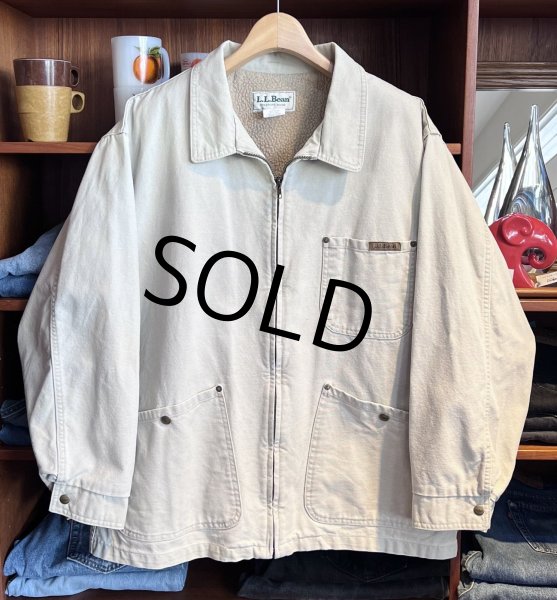 画像1: 80's【USA製】【ビンテージ】【L.L.Bean】LLビーン【ベージュ】【裏ボア】ジップアップジャケット【ジップアップブルゾン】【サイズＬ】  (1)