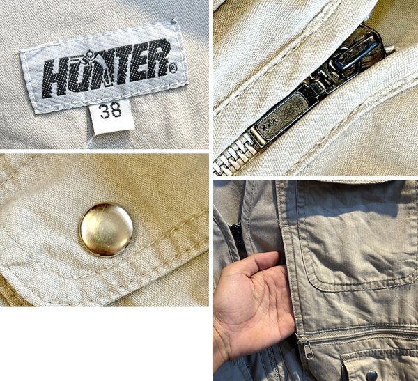画像2: 【ビンテージ】【HUNTER】ハンター【オリーブ】ジップアップ【ハンティングベスト】【フィッシングベスト】コットンベスト【US38】 (2)