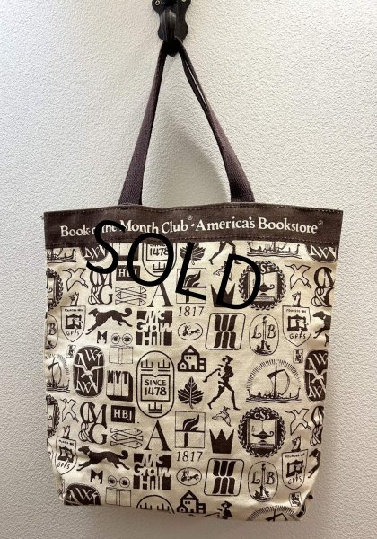 画像3: デッドストック【ビンテージ】【Book of the Month club】【生成りxブラウン】マチ付き【トートバッグ】  (3)