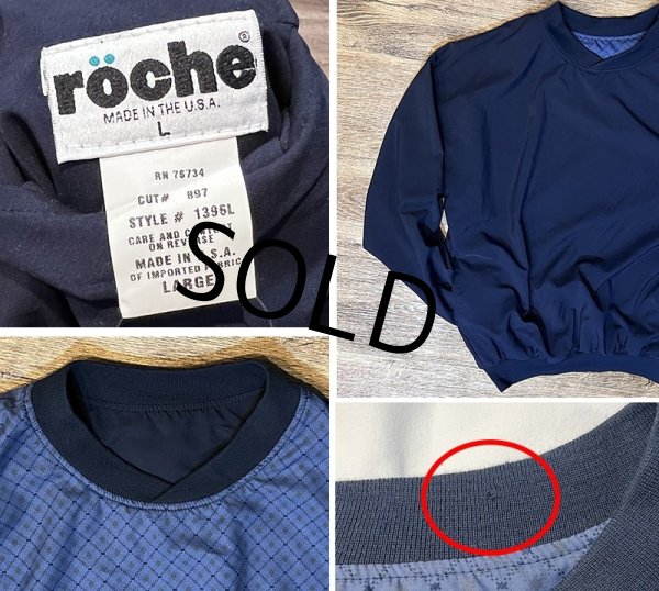 画像2: 【USA製】【ビンテージ】【Roche】【紺】【リバーシブル】【Vネック】【プルオーバー】【サイズL】  (2)
