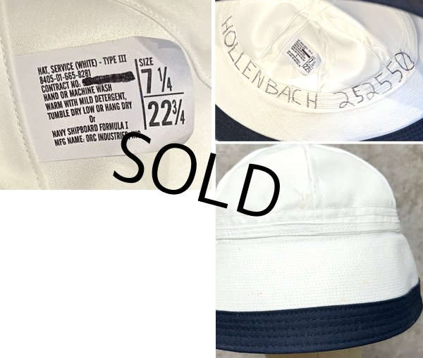 画像2: 程度良好!! ビンテージ【U.S.NAVY】ブルートリム【セーラーハット】【７１/４】  (2)