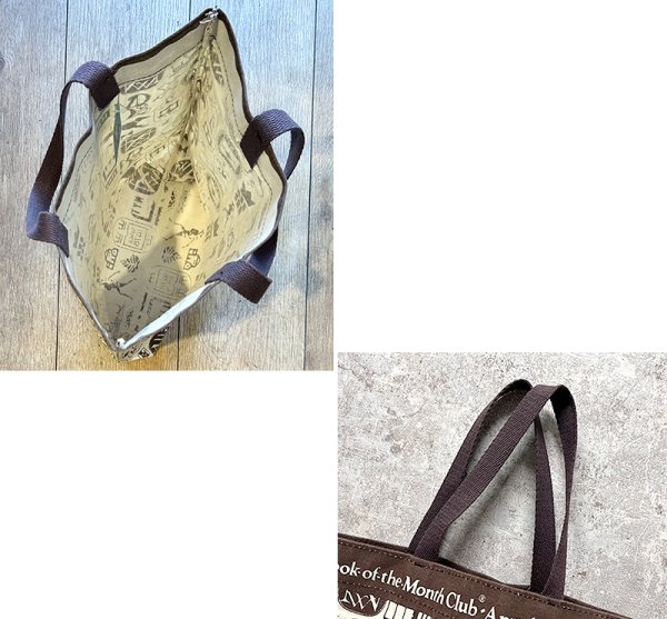 画像2: デッドストック【ビンテージ】【Book of the Month club】【生成りxブラウン】マチ付き【トートバッグ】  (2)