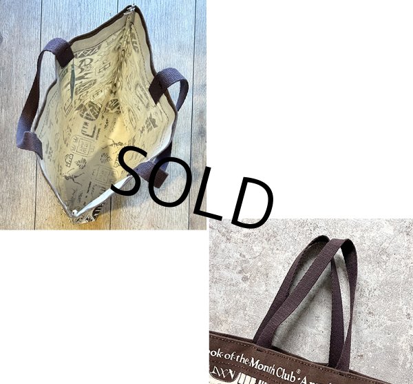 画像2: デッドストック【ビンテージ】【Book of the Month club】【生成りxブラウン】マチ付き【トートバッグ】  (2)
