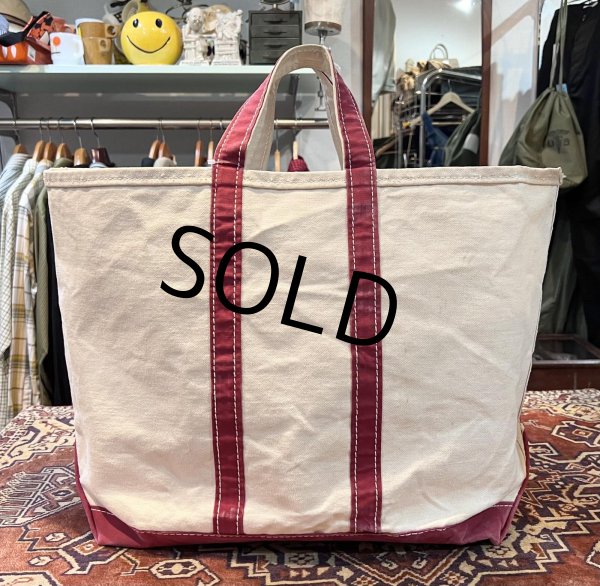 画像1: 70's【ビンテージ】L.L.bean【L.L.ビーン】【白×赤】【筆記体】サイドタグ【キャンバス】【トートバッグ】ビーントート  (1)