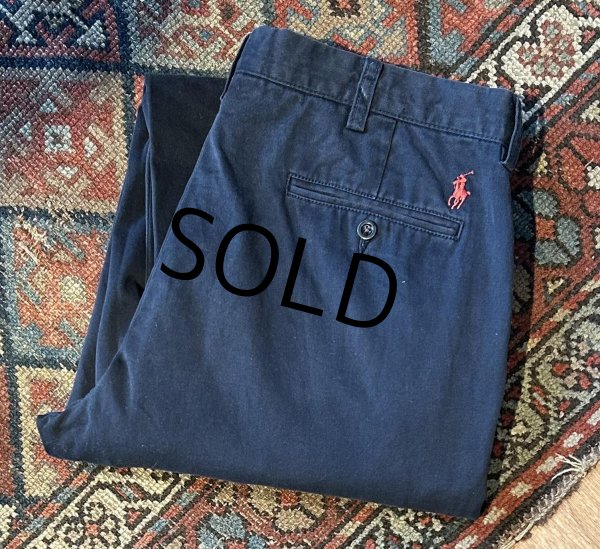 画像1: 90's【ラルフローレン】POLO RALPH LAUREN【PERSTON PANT】【ネイビー】ノータックコットンパンツ【コットンパンツ】【34ｘ34】  (1)