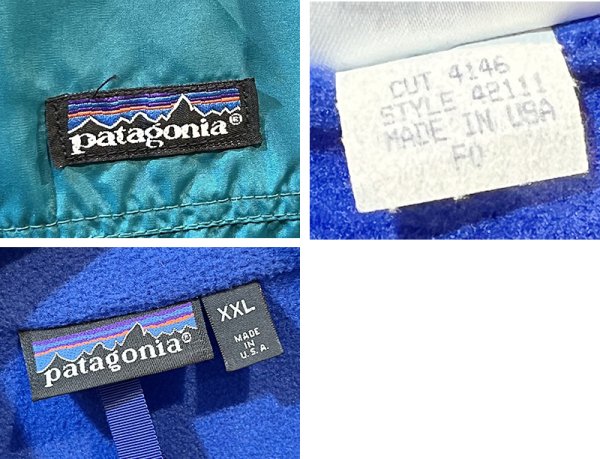 画像2: 程度良好 00's USA製【パタゴニア】patagonia ナイロン【シェルドシンチラジャケット 】【エメラルド×青】【裏フリースブルゾン】【サイズXXL】  (2)