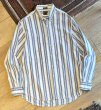 画像1:  ビンテージ【BOTON TRADERS】ボストントレーダーズ【白ｘ青ｘ黄色】ストライプ【コットン】ボタンダウンシャツ  サイズＬ  (1)