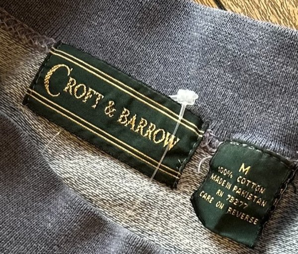 画像2: ビンテージ【CROFT&BARROW】クラフト・アンド・バロー【水色】HBT ヘリンボーン 無地【モックネックロンT】【サイズM】  (2)