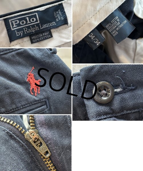 画像3: 90's【ラルフローレン】POLO RALPH LAUREN【PERSTON PANT】【ネイビー】ノータックコットンパンツ【コットンパンツ】【34ｘ34】  (3)