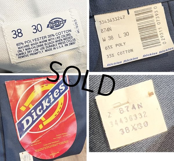 画像2: デッドストック 80's【USA製】ビンテージ【ディッキーズ】【Dickies】【874】【紺地】【ワークパンツ】【38ｘ30】  (2)