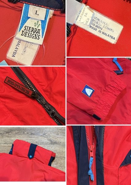 画像2: 90’s ビンテージ SIERRA DESIGNS 【シエラデザインズ】【赤×紺】【ナイロンパーカー】【サイズＬ】  (2)