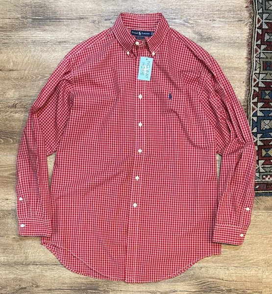 画像1: POLO RALPH LAUREN【ラルフローレン】YARMOUTH ヤーマス【赤×白】チェック【コットンボタンダウンシャツ】【15 1/2】  (1)