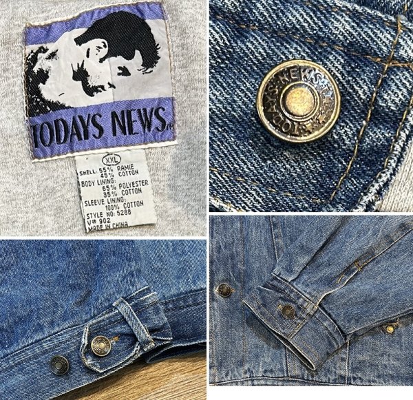 画像2: 【ビンテージ】【TODAY’S NEWS】フード付き【デニムジャケット】【サイズXXL】  (2)