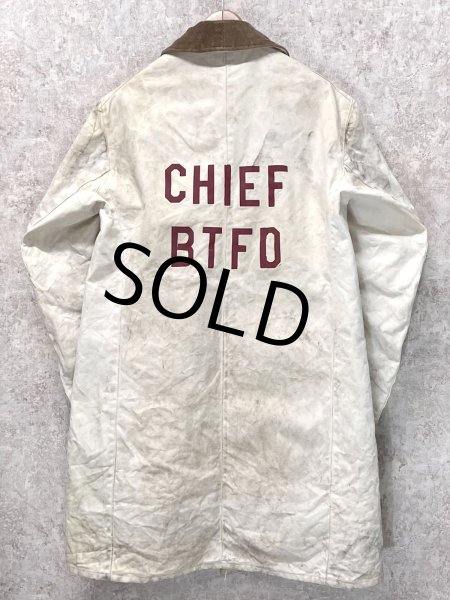画像4: 70's【ビンテージ】【GLOBE】【白×裏地赤チェック】CHIEF BTFD【ファイヤーマンコート】ジャケット【US42】   (4)