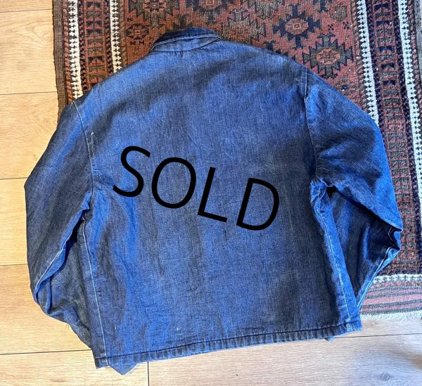 画像3: 【〜70's】【ビンテージ】【ブランケット裏地つき】【デニムブルゾン】カバーオール サイズL程度  (3)