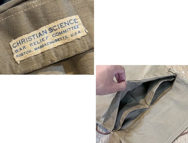 画像2: 40's【ビンテージ】【CHRISTIAN SCIENCE】カーキ 巾着 エプロンバッグ  (2)