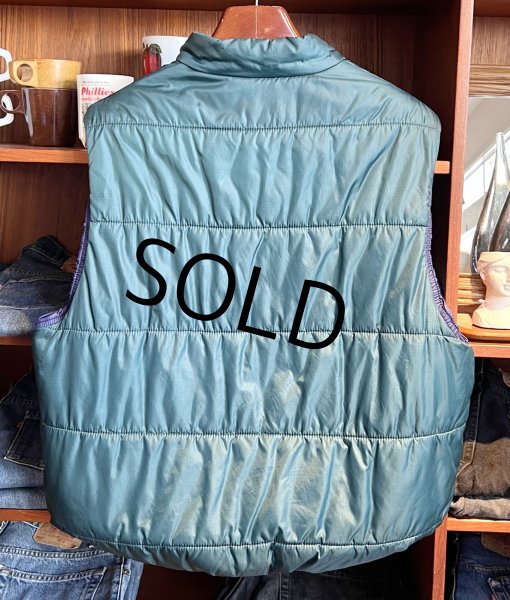 画像3: 80's【ビンテージ】【L.L.bean】【L.L.ビーン】モスグリーンｘ紫 プリマロフト【ダウンベスト】【サイズＭ程度】  (3)