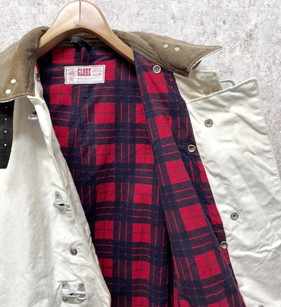 画像3: 70's【ビンテージ】【GLOBE】【白×裏地赤チェック】CHIEF BTFD【ファイヤーマンコート】ジャケット【US42】   (3)