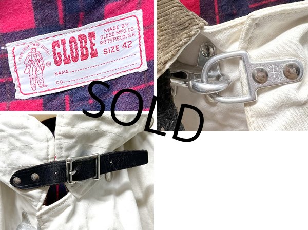 画像2: 70's【ビンテージ】【GLOBE】【白×裏地赤チェック】CHIEF BTFD【ファイヤーマンコート】ジャケット【US42】   (2)