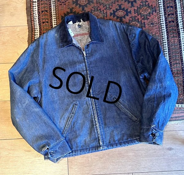 画像1: 【〜70's】【ビンテージ】【ブランケット裏地つき】【デニムブルゾン】カバーオール サイズL程度  (1)